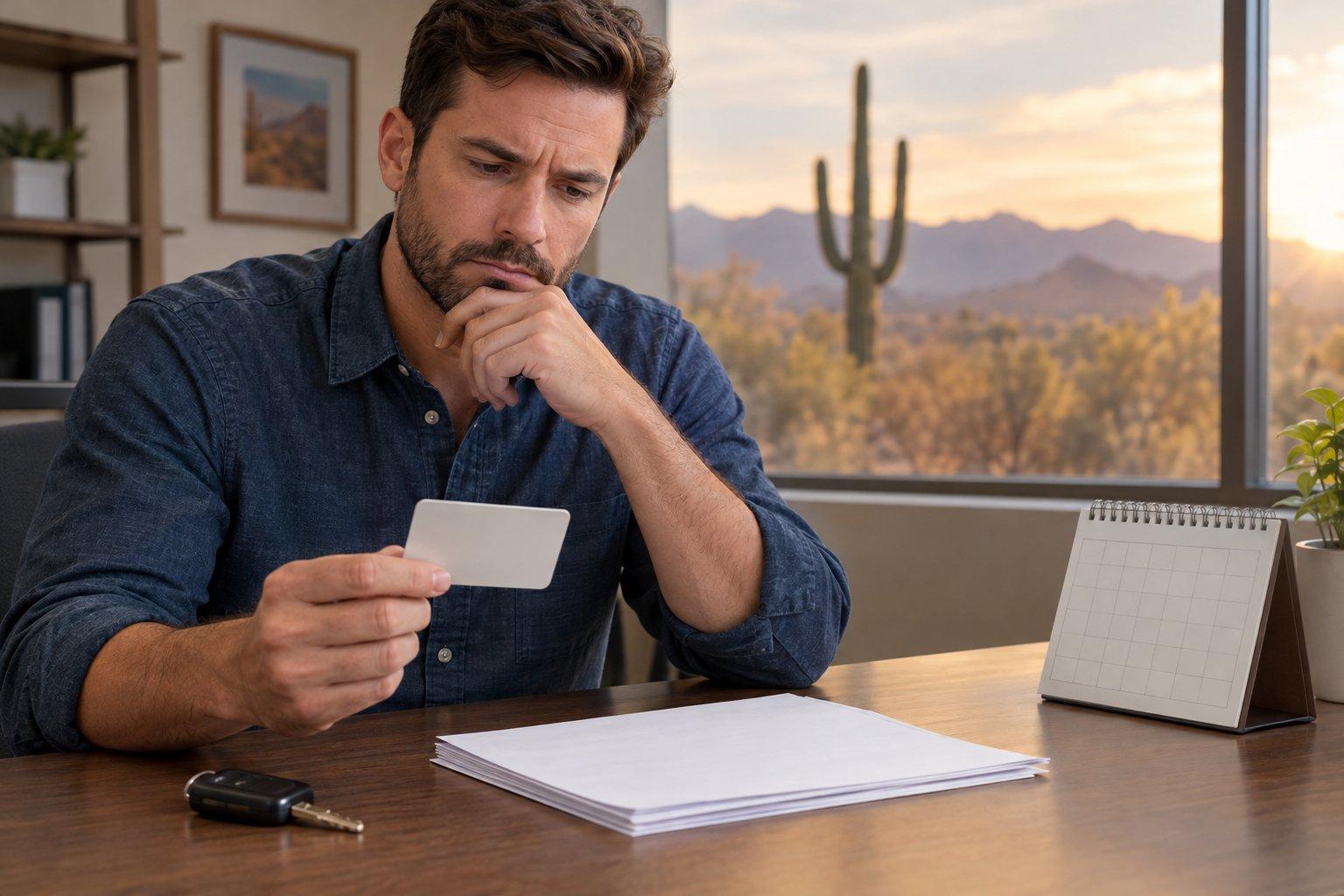 An attorney and client review two DUI case folders at a desk.